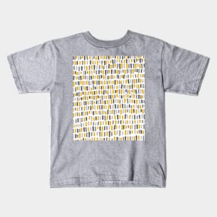 Grey and Mustard Yellow Lines and Stripes Kids T-Shirt